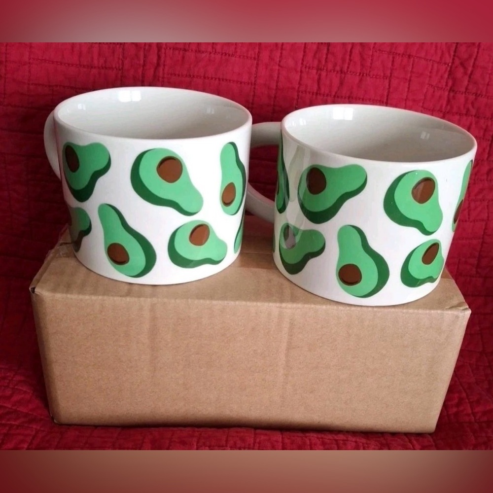Coffee Mugs (2) Room Essentials Large Stoneware Mug Avocados Accents New In Box - Picture 4 of 4